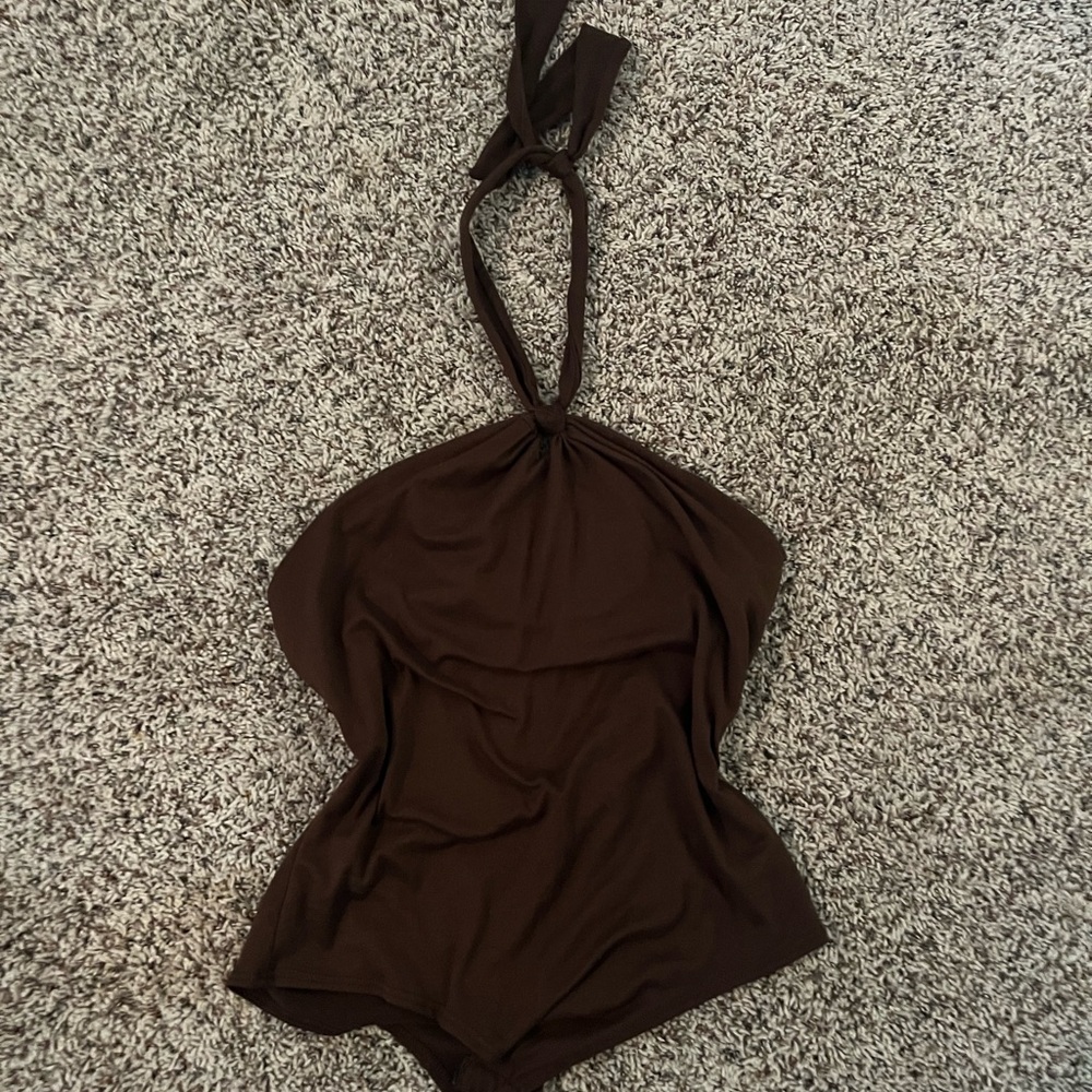Marshalls Brown Ruched Halter Bodysuit